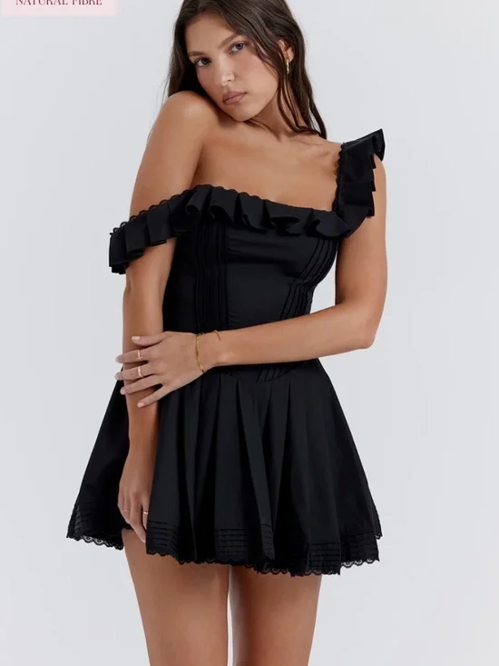 House of CB Jemima Black Pleated Mini Dress - Picture 4 of 8
